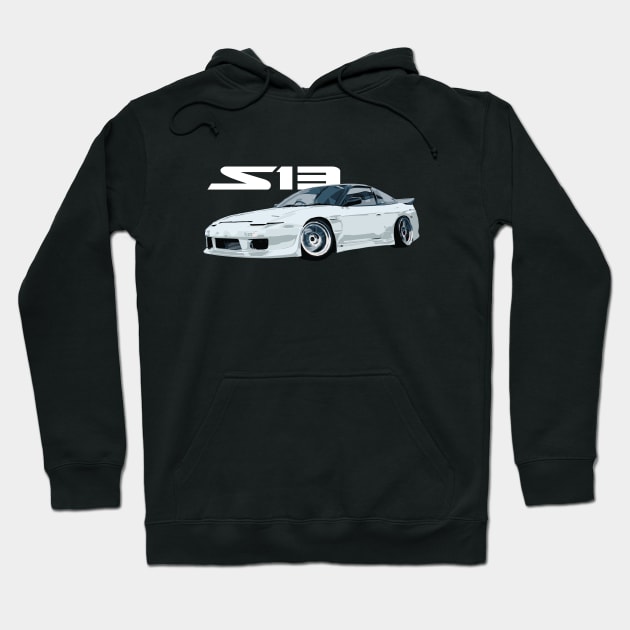 White S13 Drfit Hoodie by cowtown_cowboy